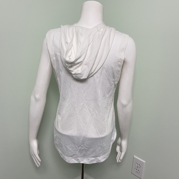 REEBOK WHITE SLEEVELESS MESH HOODIE MEDIUM - Picture 9 of 11